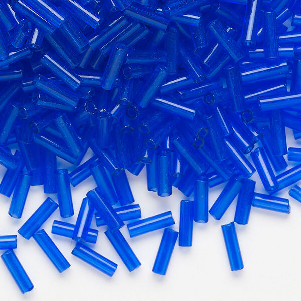 Bead, Preciosa Ornela Czech glass, bugle bead, pkg/500g, 1/4 inch, transparent medium blue, (30080). image number 0