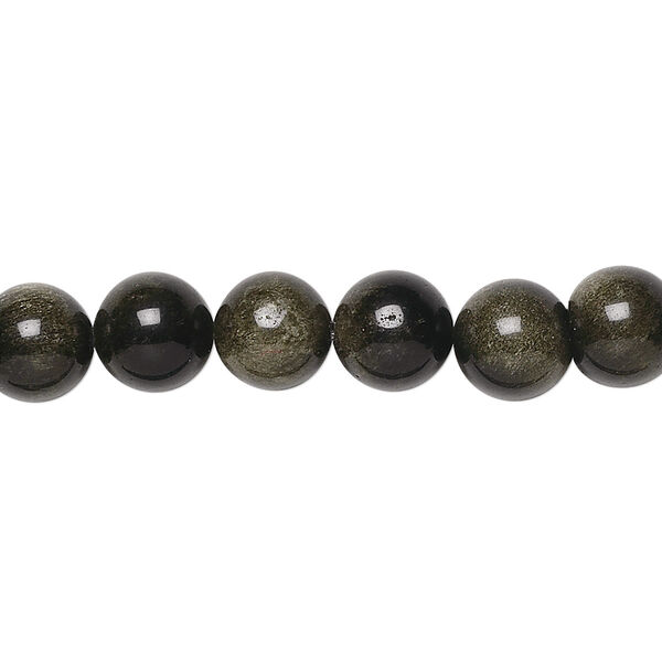 Golden sheen obsidian 1pkg1, round bead natural 15.5-16 inch 8mm image number 0