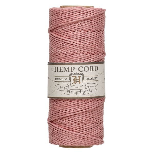 Cord, Hemptique®, polished hemp, dusty pink, 1mm, 20-pound test. Sold per 205-foot spool. image number 0
