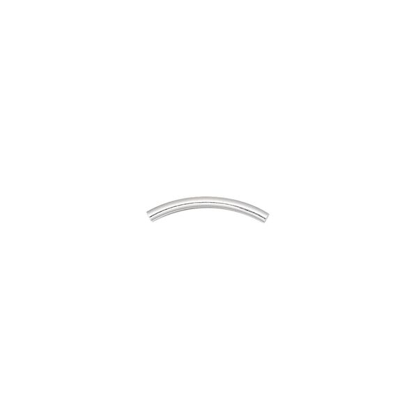 Bead, silver-plated brass, 13x1mm curved tube. Sold per pkg of 100. image number 0