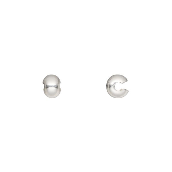 Crimp cover, sterling silver, 5mm. Sold per pkg of 2. image number 0