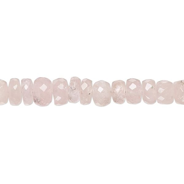 Morganite 1pkg1, hand-cut faceted rondelle bead natural 17 inch graduated 4x2mm-7x5mm image number 0