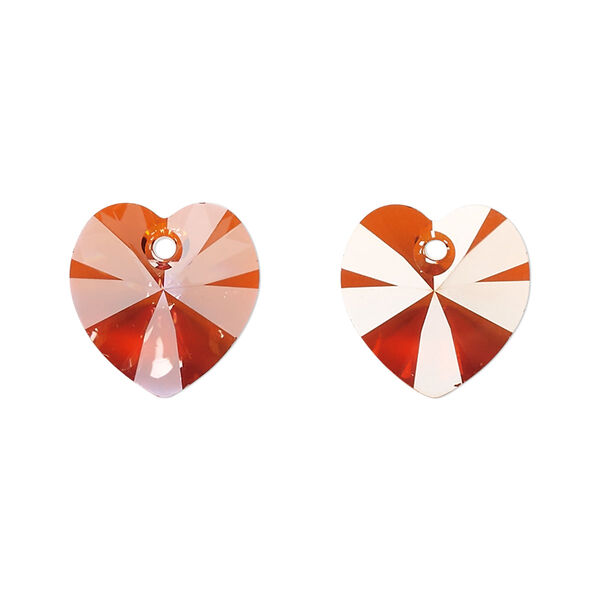 Drop 2pk crystal red flame, Preciosa Czech crystal 14mm pendant heart image number 0