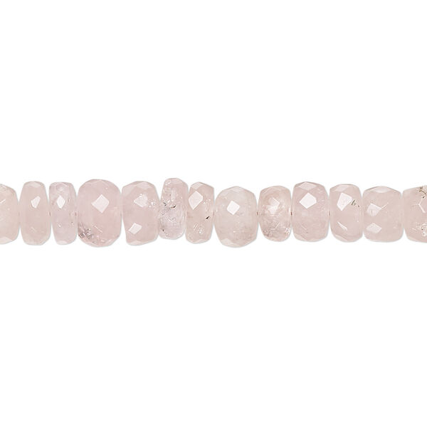 Morganite 1pkg1, hand-cut faceted rondelle bead natural 17 inch graduated 4x2mm-7x5mm image number 0