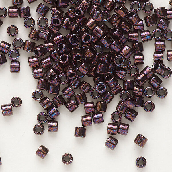 Seed bead, Delica®, glass, pkg/50g, #8 round, opaque metallic dark raspberry (DBL-0012). image number 0