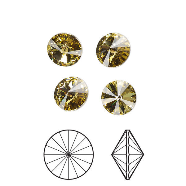 Chaton 144pk dark jonquil foil back, Swarovski® 8.16-8.41mm rivoli SS39 1122 image number 0