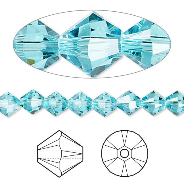 Bead 24pk light turquoise, Crystal Passions® 6mm bicone 5328 image number 0