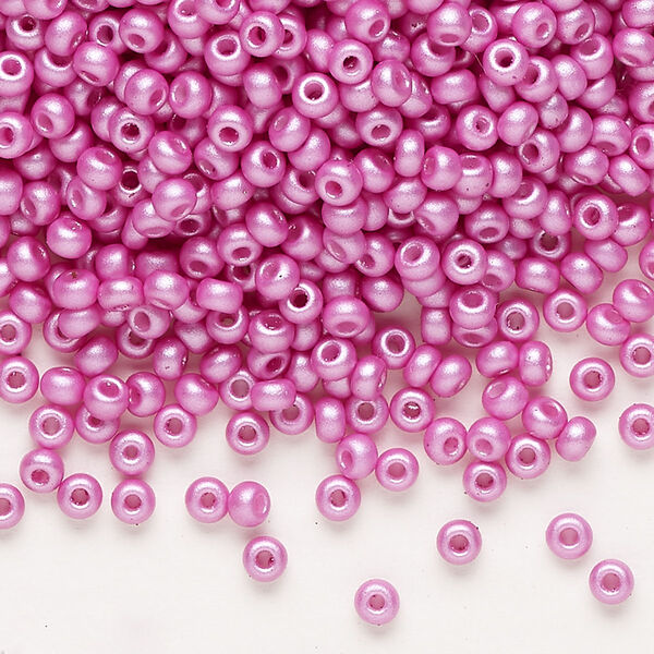 Seed bead, Preciosa Ornela Czech glass, pkg/500g, #8 rocaille, opaque PermaLux dyed lavender chalkwhite, (22012). image number 0