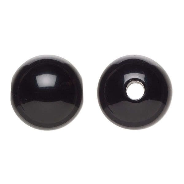 Black onyx 1pkg1, semi-round bead 18x17mm image number 0