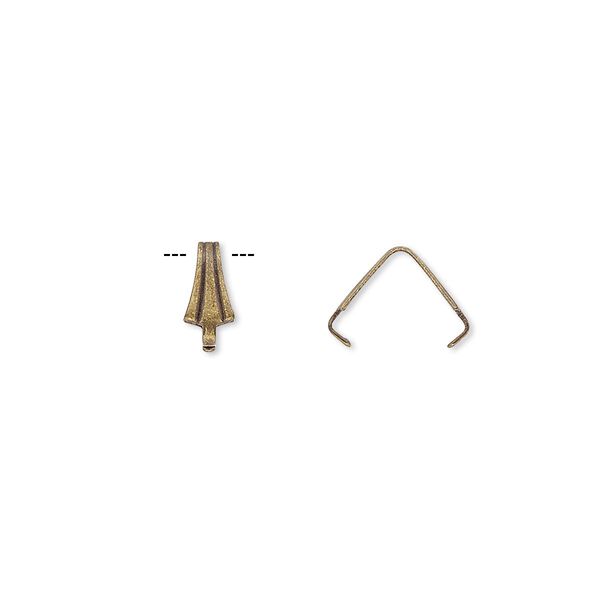 Bail, ice-pick, antique gold-plated brass, 8x3.5mm, 6mm grip length. Sold per pkg of 100. image number 0