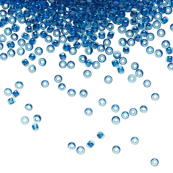 Seed bead, TOHO BEADS®, glass, pkg/7.5g, #11 round, translucent capri-lined aqua (TR-11-932). image number 0