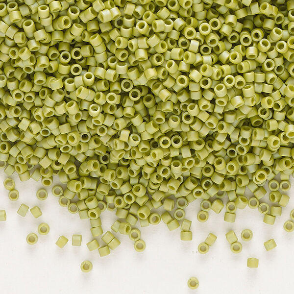 Seed bead, Delica®, glass, pkg/250g, #11 round, opaque matte rainbow seaweed green (DB-2309). image number 0