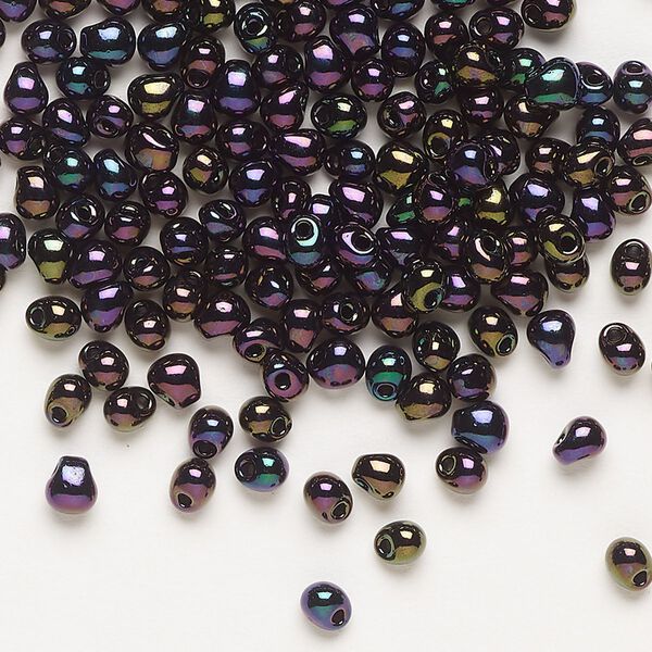 Seed bead, Miyuki, glass, pkg/250g, 4x3.4mm fringe, opaque gunmetal dark wine, (DP-454). image number 0