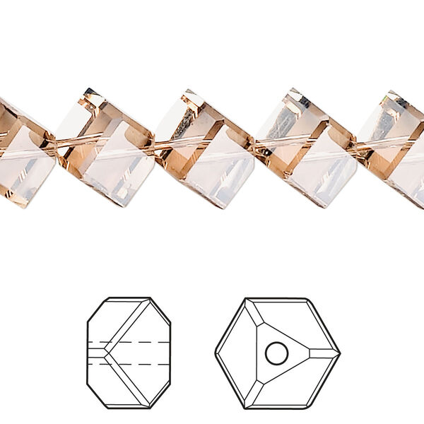 Bead 12pk light Colorado topaz, Crystal Passions® 10.5x8mm dice 5600 image number 0