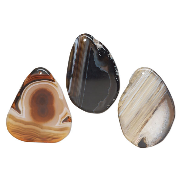 Red agate / brown agate 1pkg1, hand-cut flat freeform focal C grade, 60x40mm-70x50mm image number 0