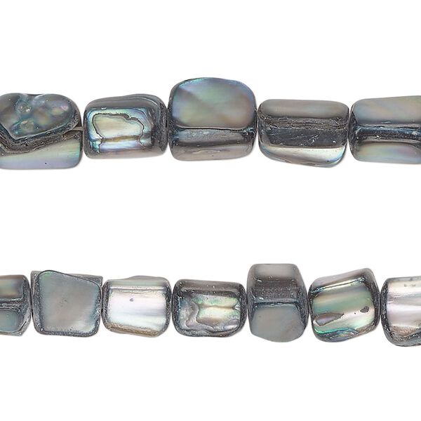Bead, mother-of-pearl shell (dyed), dark turquoise blue, medium to large chip, Mohs hardness 3-1/2. Sold per pkg of (2) 15-inch strands. image number 0