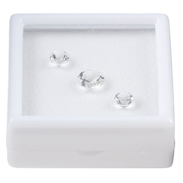 White topaz 1pkg3, hand-cut faceted round gem natural 6mm / 8mm image number 0