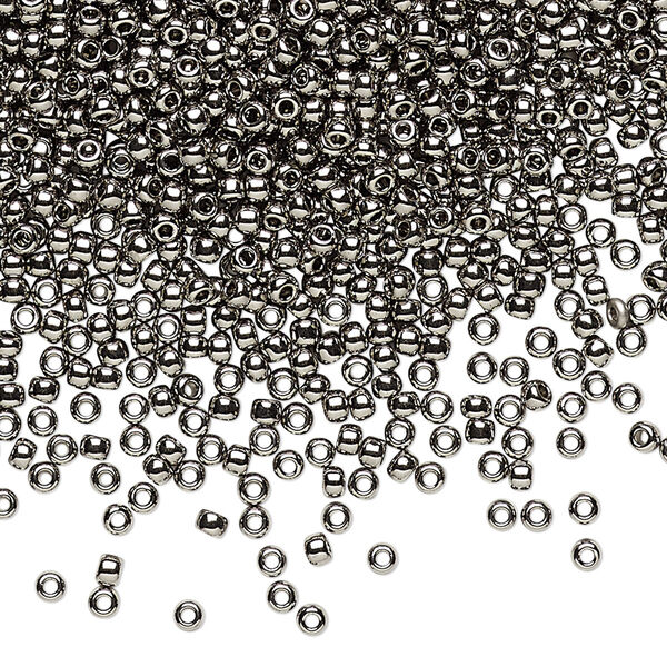 Seed bead, TOHO BEADS®, glass, pkg/50g, #11 round, opaque nickel-plated nickel (TR-11-711). image number 0