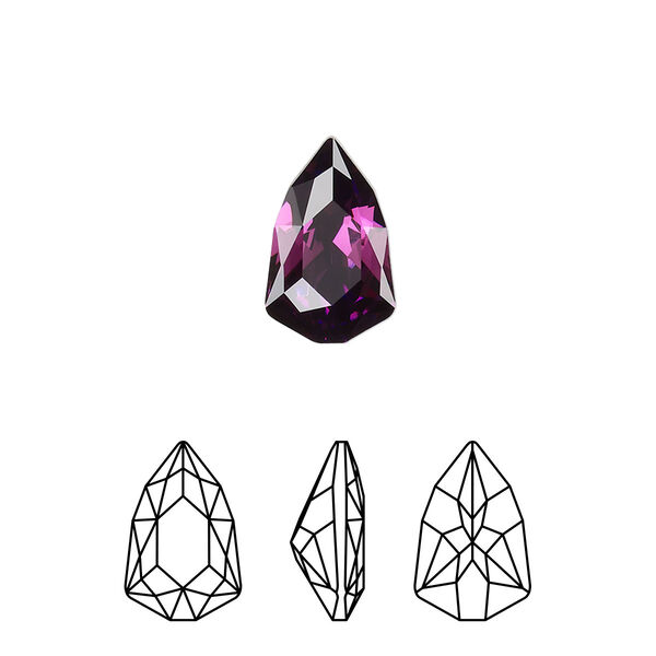 Fancy stone 1pk amethyst foil back, Crystal Passions® 13.6x8.6mm trilliant 4707 image number 0