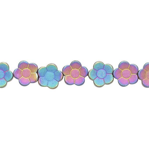 Hemalyke™ 1pkg1, matte electroplated flower bead 15.5-16 inch 8x8mm image number 0