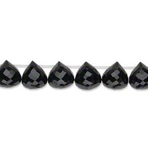Black onyx 1pkg10, hand-cut top-drilled faceted teardrop bead B grade, 8mm image number 0
