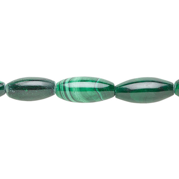 Malachite 1pkg1, oval bead natural 8 inch 18x8mm image number 0