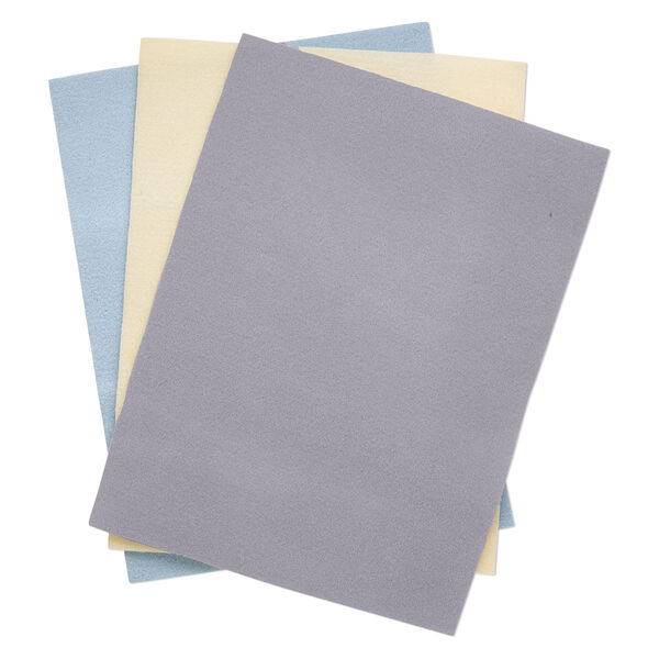 Bead mat mix, Beadalon®, polyester foam, assorted blue / white / grey, 12x9-inch rectangle. Sold per pkg of 3. image number 0