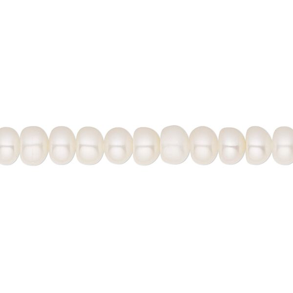 Pearl, White Lotus™, cultured freshwater (bleached), white, 5.5-6mm button, A- grade, Mohs hardness 2-1/2 to 4. Sold per 15-1/2" to 16" strand. image number 0
