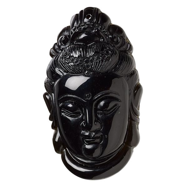 Black obsidian 1pkg1, Quan Yin focal natural 47x27mm image number 0