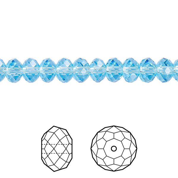 Bead 360pk aquamarine, Swarovski® 6x4mm rondelle 5040 image number 0