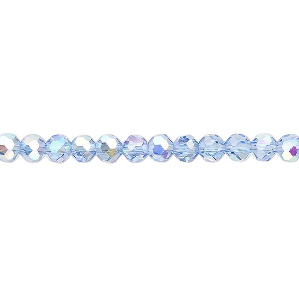 Bead 1pk 32 facets translucent light blue AB, Celestial Crystal® 4mm round 15.5-16 inch image number 0