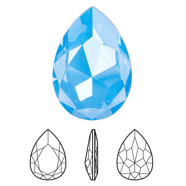 Fancy stone 24pk crystal electric blue ignite LacquerPRO, Swarovski® 30x20mm pear 4327 image number 0