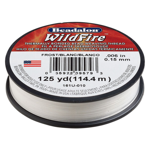 Thread, Beadalon® WildFire™, polyester and plastic, frost, 0.15mm with bonded coating, 10-pound test. Sold per 125-yard spool. image number 0