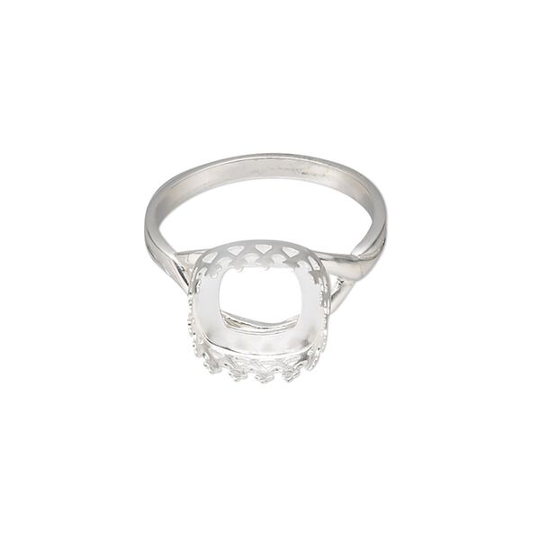 Ring, Almost Instant Jewelry®, sterling silver, 11mm square with 10mm cushion bezel setting, size 7. Sold individually. image number 0