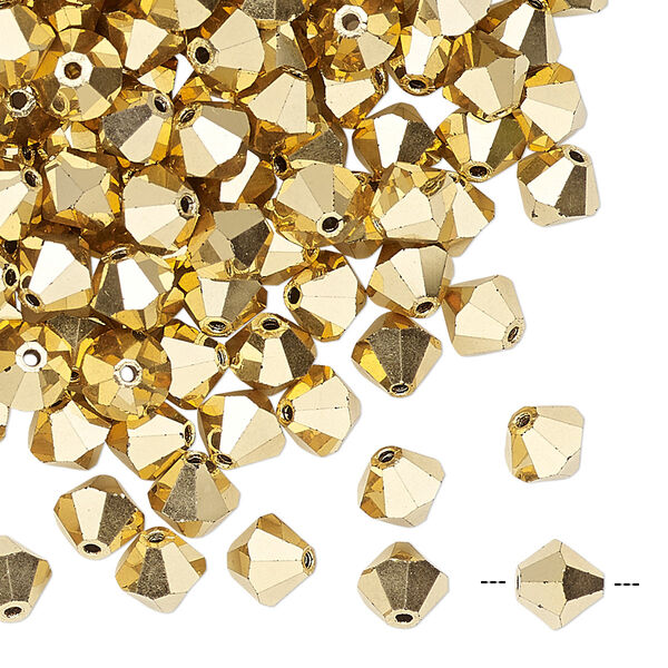 Bead 288pk crystal aurum 2X, Preciosa Czech crystal 6mm bicone image number 0