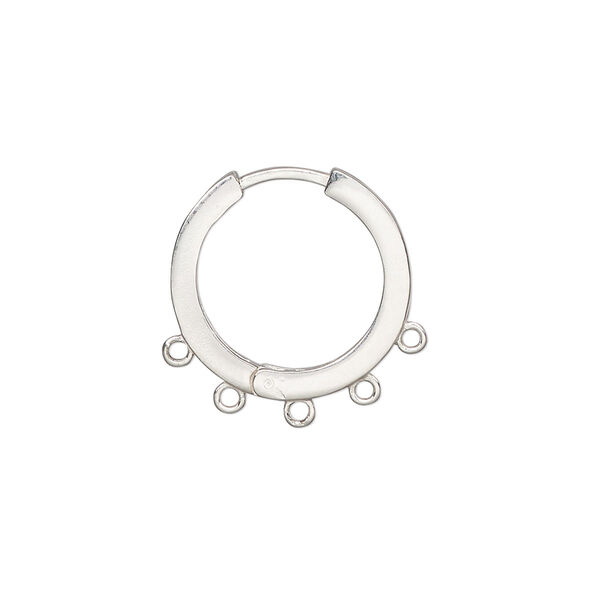 Earring hoop 1pkg2 sterling silver, 18mm hinged / closed loop / square tube, 1 pair image number 0