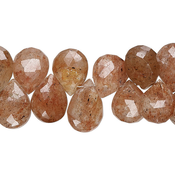 Strawberry quartz 1pkg1, hand-cut top-drilled faceted puffed teardrop bead natural 7 inch 11x8mm-14x10mm image number 0