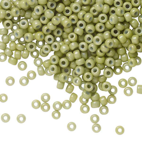 Seed bead, Miyuki, glass, pkg/250g, #8 rocaille, Duracoat® opaque outside dyed fennel, (RR-4473). image number 0