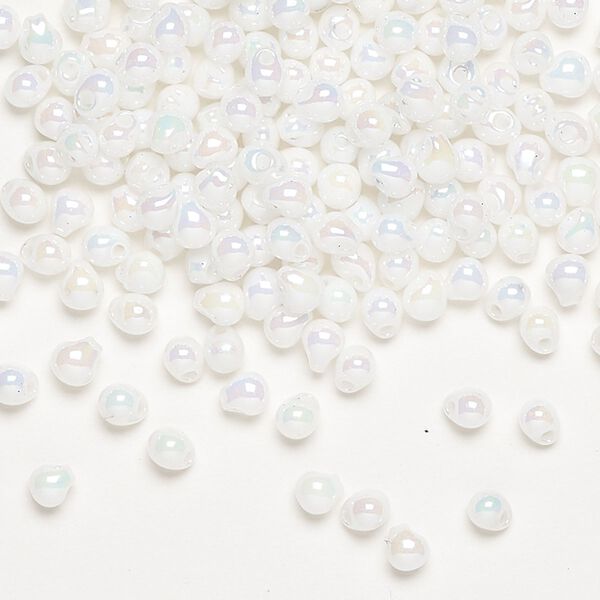 Seed bead, Miyuki, glass, pkg/10g, 4x3.4mm fringe, opaque rainbow white, (DP-471). image number 0