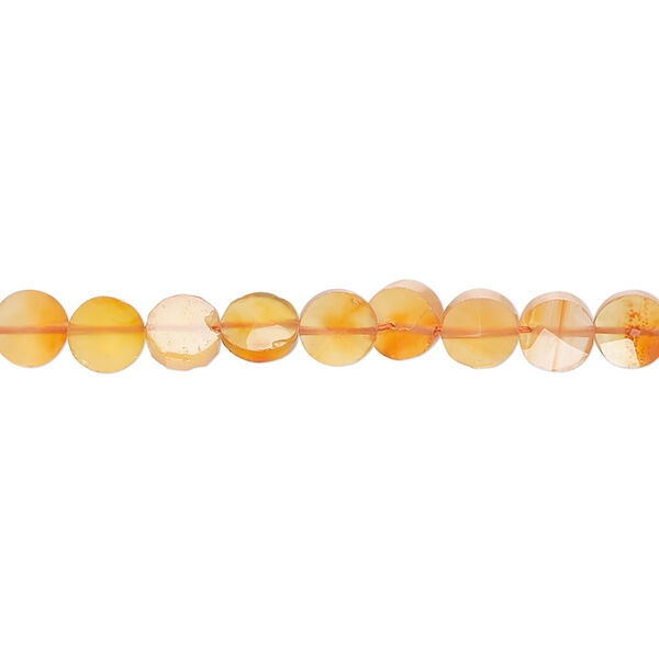 Carnelian 1pkg1, hand-cut faceted flat round bead 14 inch 5-6mm image number 0