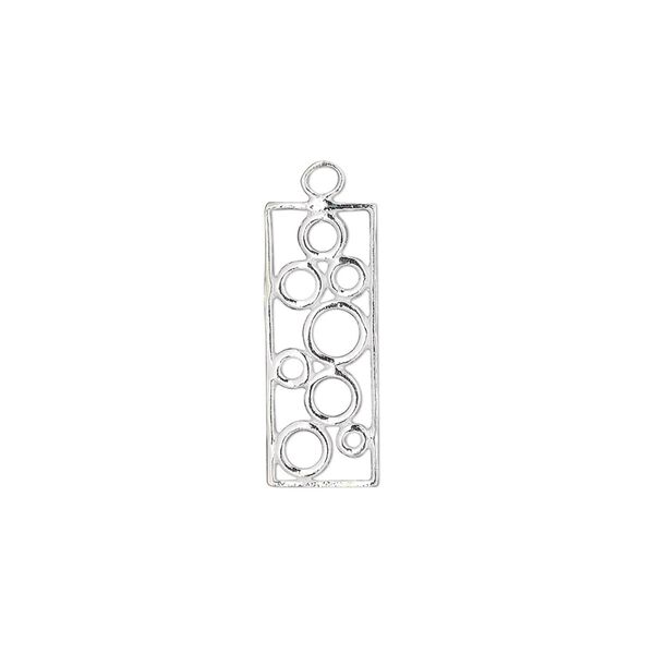 Drop, sterling silver, 22x7mm rectangle with rings. Sold per pkg of 2. image number 0