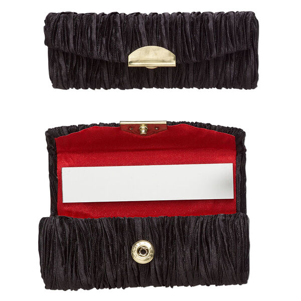 Lipstick case, rayon / gold-finished steel / glass, black, 3-1/2x1-1/2-inch. Sold per pkg of 2. image number 0