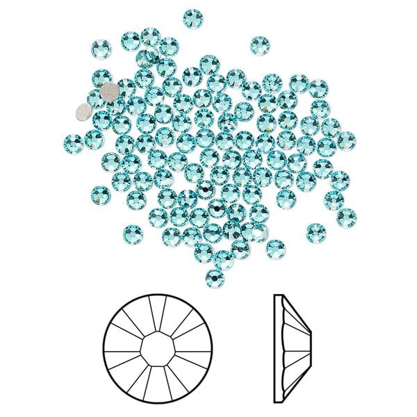 Flat back 144pk light turquoise foil back, Crystal Passions® 2.1-2.3mm rose round SS7 2058 image number 0