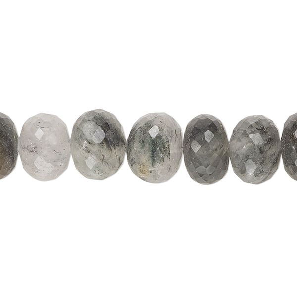 Black spotted quartz 1pkg1, hand-cut faceted rondelle bead natural 14 inch 10x6mm-11x8mm image number 0