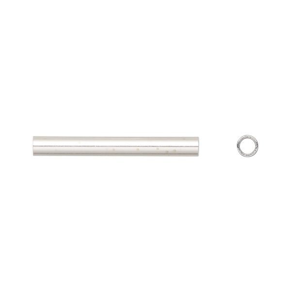 Bead, sterling silver, 25x3mm smooth tube. Sold per pkg of 10. image number 0