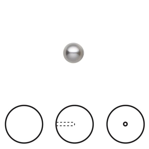 Pearl 500pk grey, Swarovski® 6mm half-drilled round 5818 image number 0