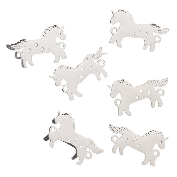 Link, stainless steel, 19x12mm unicorn. Sold per pkg of 6. image number 0