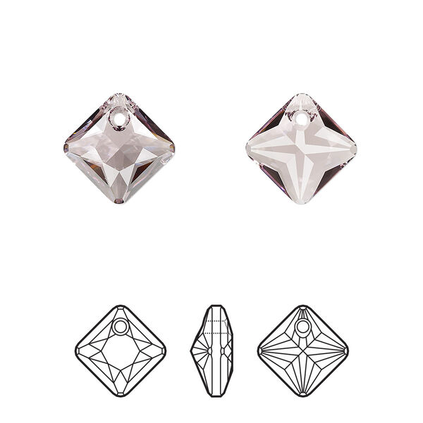 Drop 2pk light amethyst, Crystal Passions® 11.5mm pendant princess cut 6431 image number 0