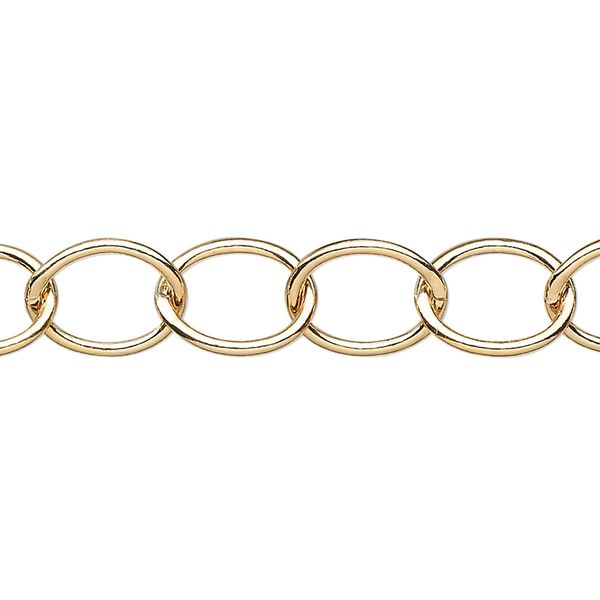 Chain, 14Kt gold-filled, 10x9mm cable. Sold per pkg of 5 feet. image number 0