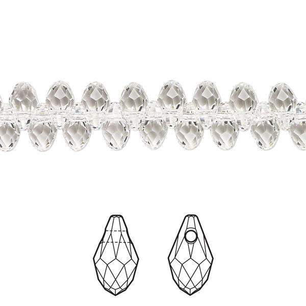 Briolette 4pk crystal, Crystal Passions® 7x4mm pendant drop 6007 image number 0